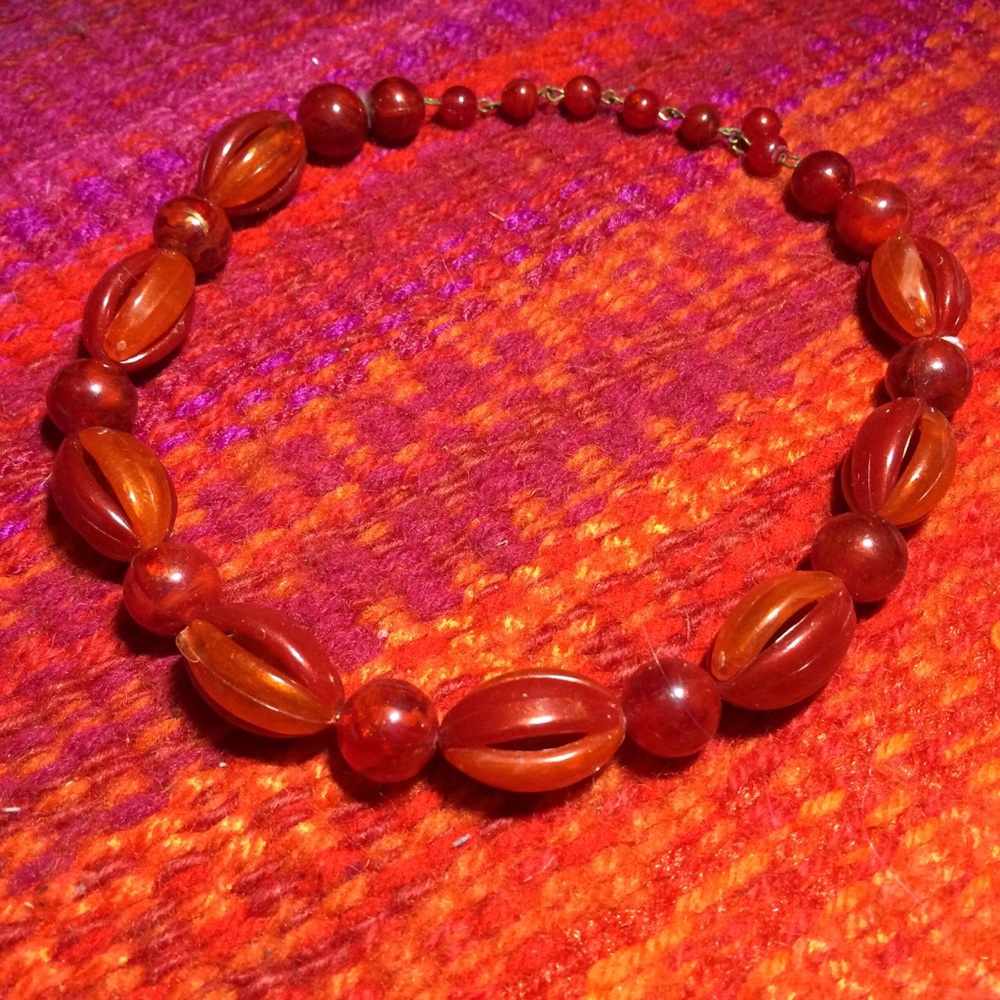 SOLD Authentic Vintage 60s Retro Red Necklace